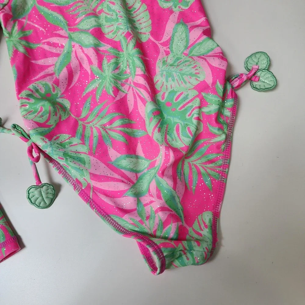 Nicole Miller Long Sleeve One Piece Swimsuit Girl's 8 Tropical Rash Guard